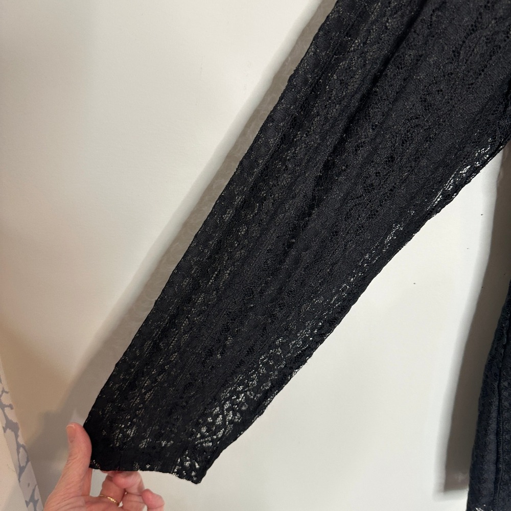 Chicos Black Lace Long Sleeve Top Women Size XXL Sheer Overlay - Picture 7 of 11